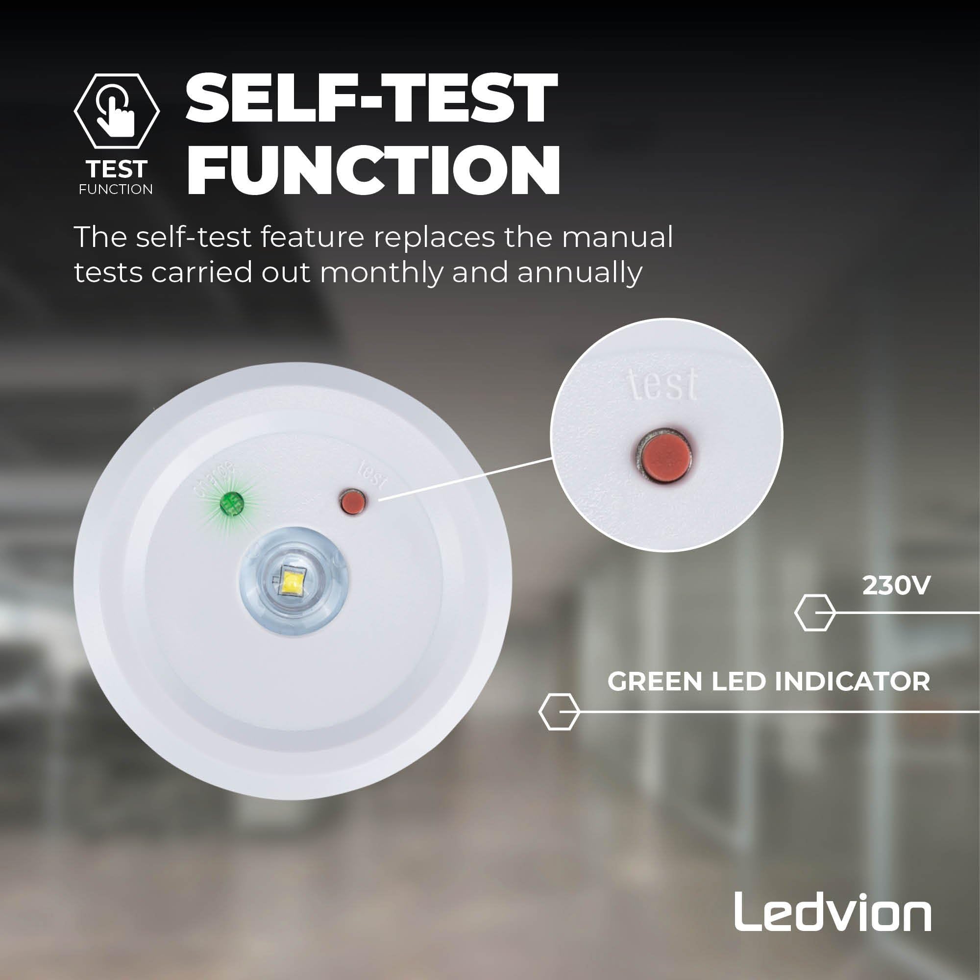 Ledvion - Spot LED d'Urgence, 3.5W - 6500K, IK07, IP65 - Incl. Batterie - Batterie de Secours (3 h)
