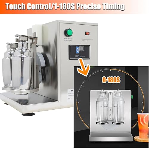 Miniatura 6 de NTBUYING - Máquina automática de batido de té con leche de 120 W, agitador eléctrico de burbujas con estaciones dobles, tazas de acero inoxidable de