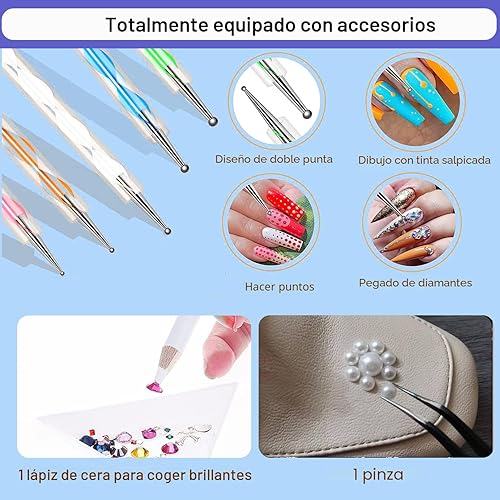 Miniatura 6 de B7000 - Pegamento adhesivo de diamantes de imitación para manualidades, 2 unidades de 3.7 fl oz con 5 bolígrafos de punteo, lápiz de cera y pinzas