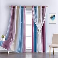 Vista 9 de Cortinas opacas con estrellas de Anytime para habitaciones de niñas, cortina de princesa para habitación de hija, ventana de dormitorio