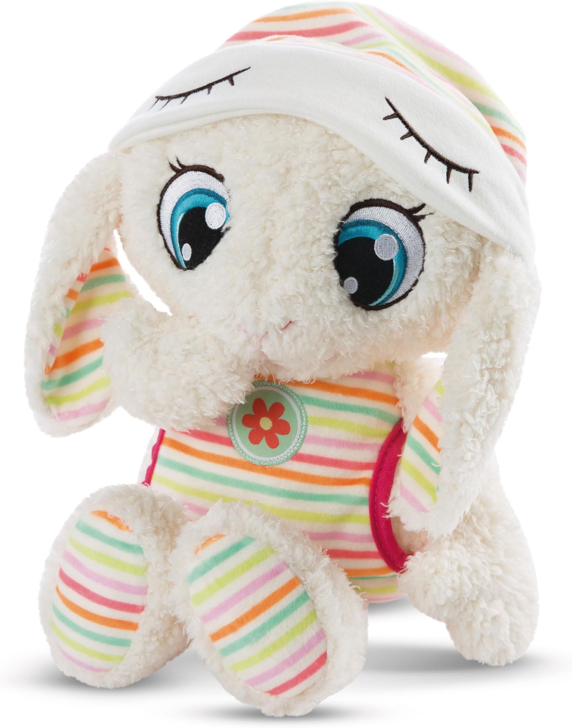Nici 48290 Jolala Sleepycaps Sleepyheads 22cm-Cuddly Striped Pyjamas-Fluffy Soft Toy to Help Girls, Boys & Babies Fall Asleep-Plush Sheep Sleeping Aid