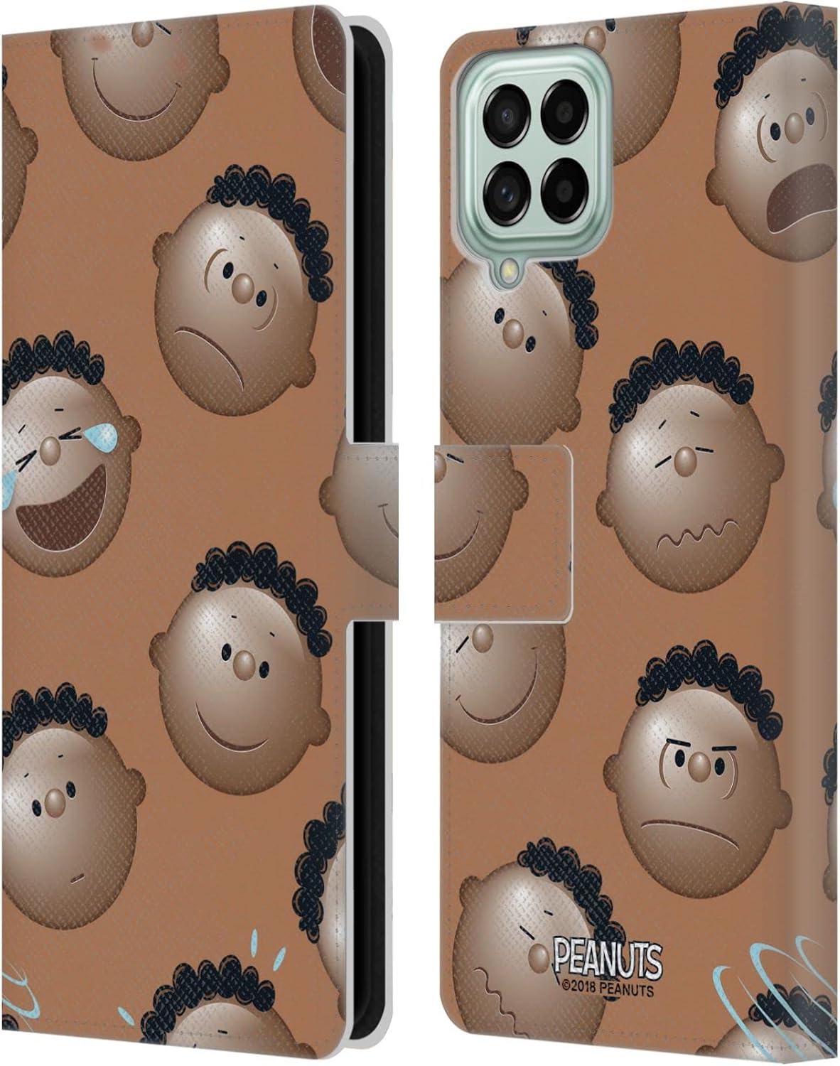 Head Case Designs Officially Licensed Peanuts Head Emotions Character Patterns Leather Wallet Case Compatible with Samsung Galaxy M33 (2022)