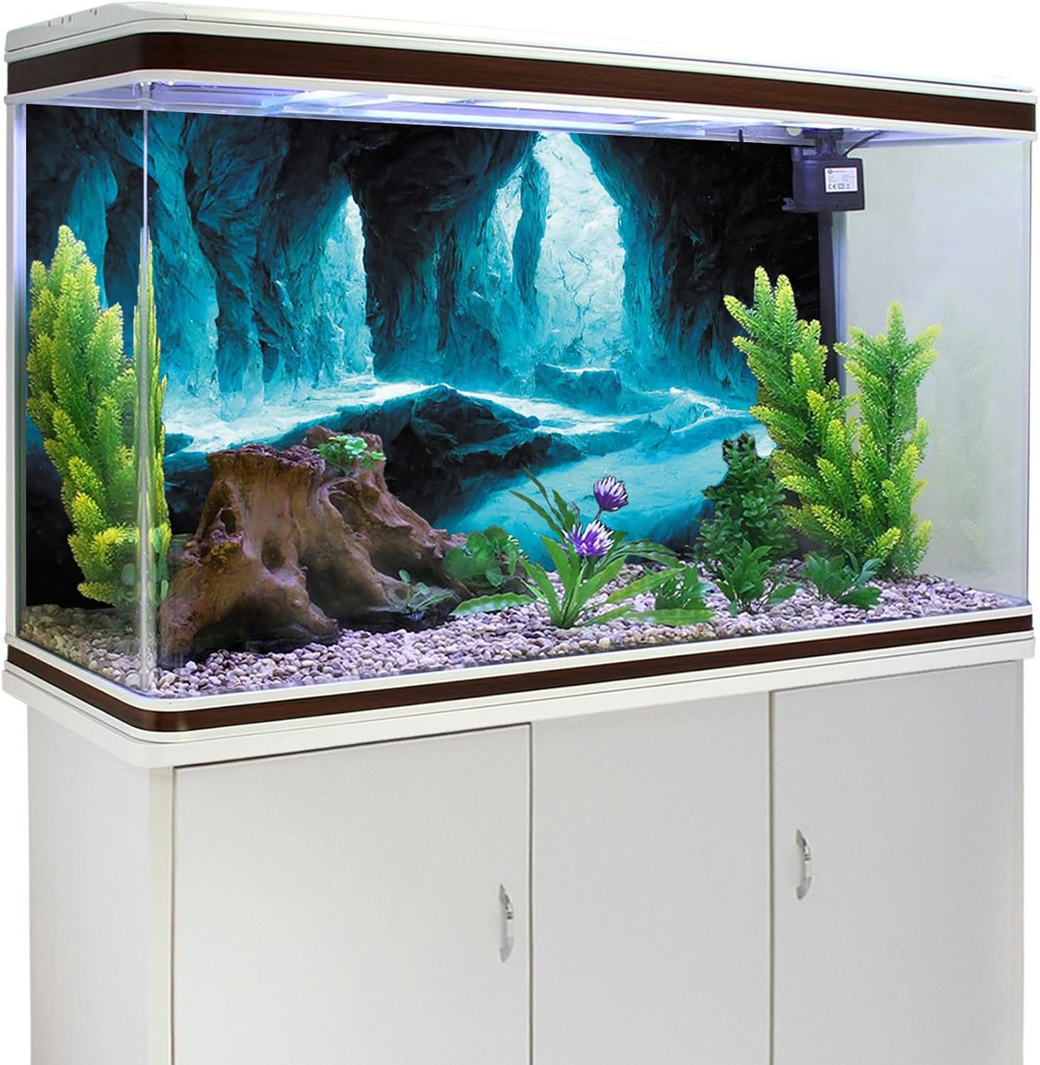 AWERT 36x24 in Rock Cave Aquarium Backdrop Rock Pillar Fish Tank Background image 4