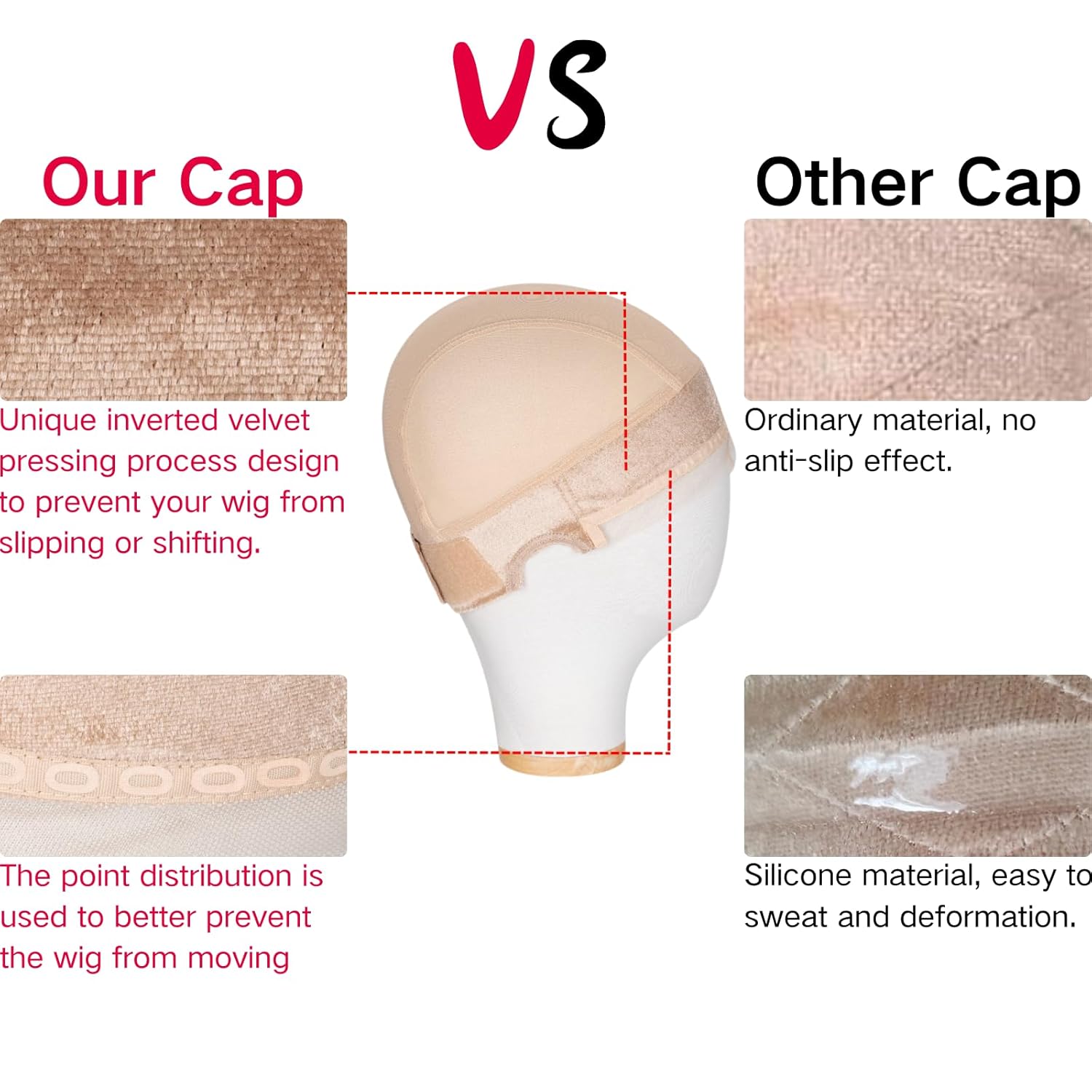 Isshin Beauty Wig Grip Cap Women Adjustable: Wig Gripper with Ear-Cutouts Natural Lace Edge - Gluless Non Slip-Off Band with Velcro No-Headache Comfortable Breathable (LightBrown)