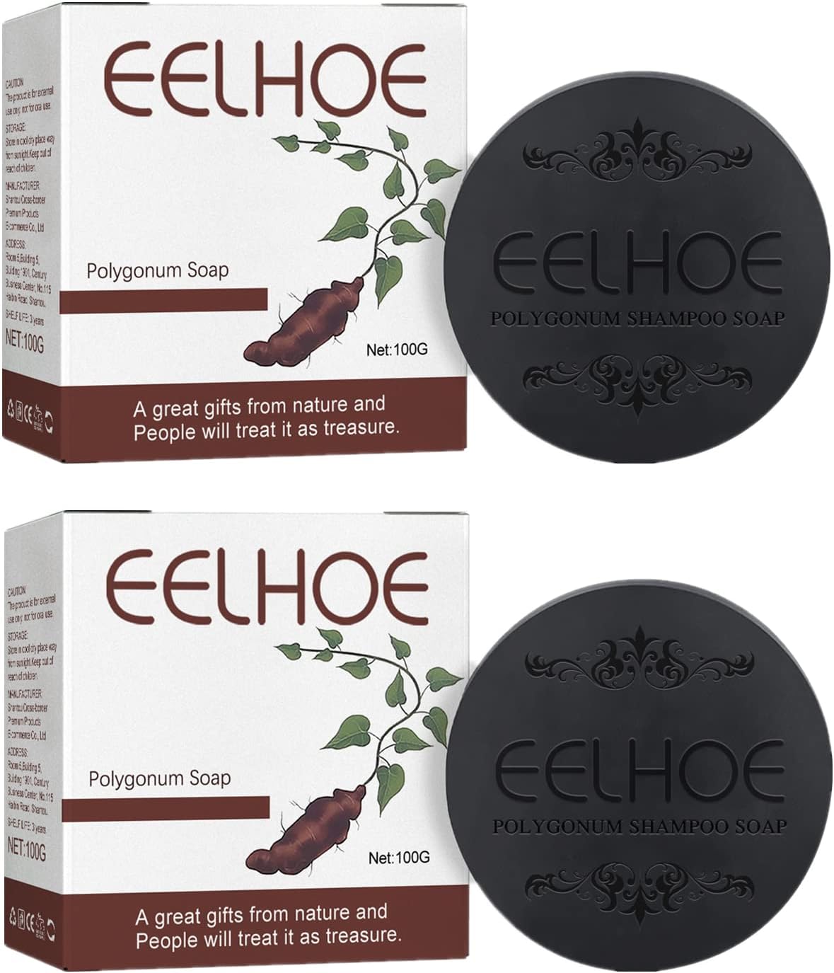 Polygonum Multiflorum Shampoo Soap - 100g Black and Thick Hair Polygonum Soap Bar,He Shou Wu Shampoo Soap,Natural Polygonum Hair Soap,Promotes Hair Growth and Prevents Hair Loss