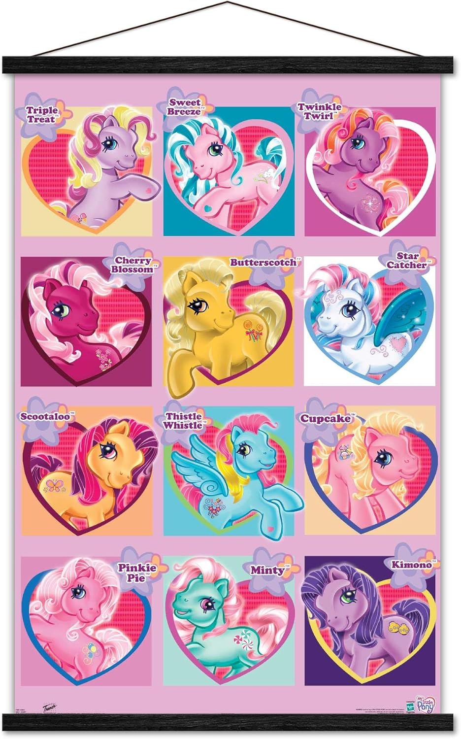 Trends International Hasbro My Little Pony - Chart Wall Poster, 22.375" x 34", Premium Print and Beechwood Hanger Bundle