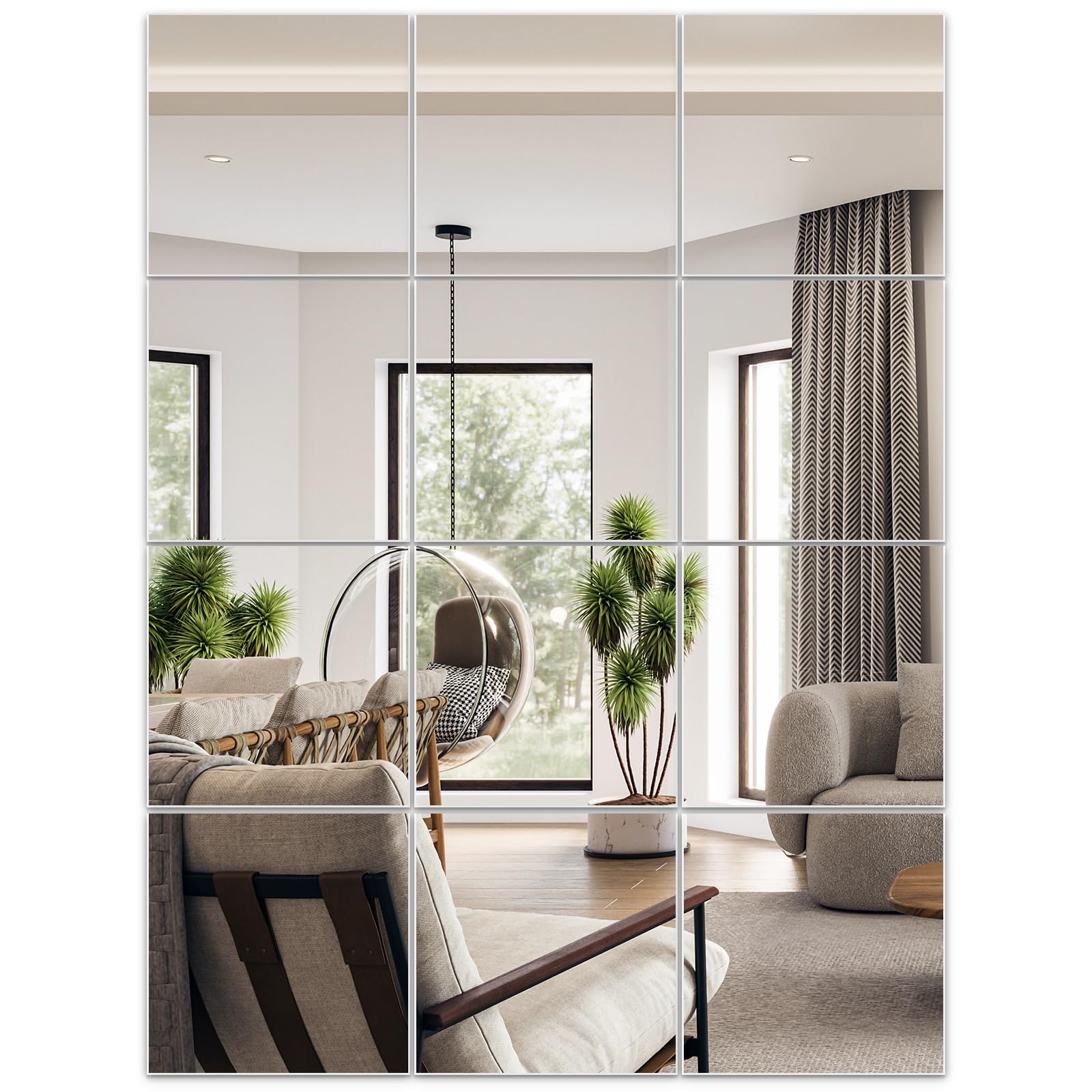 Home Gym Mirrors 12 Inch x 12Pcs Full Length Mirror Tiles Acrylic Unbreakable Wall Mounted Mirror Frameless Full Length for Home Gym, Bedroom, Door-image-22