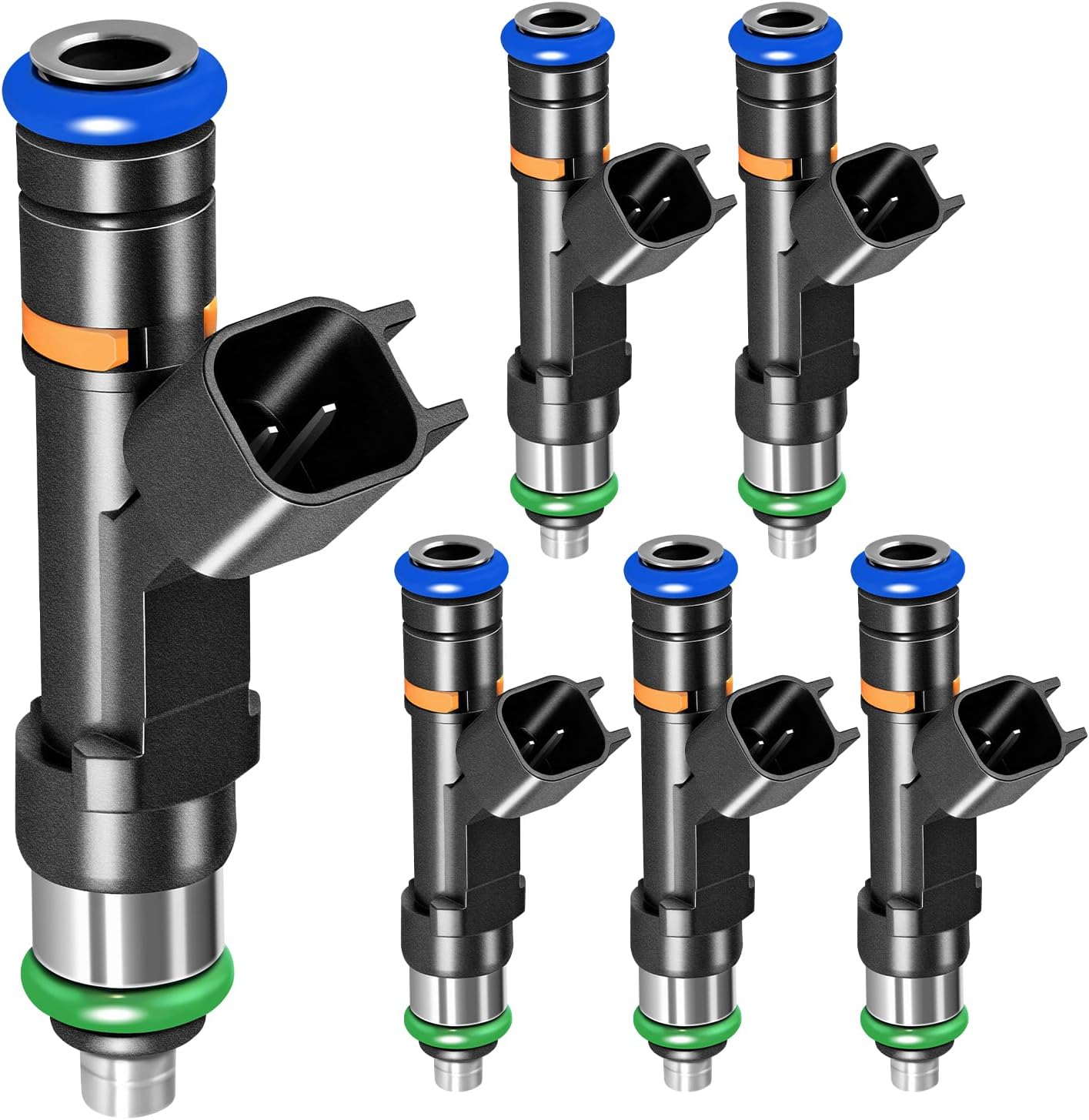 6Pcs Fuel Injectors 0280158119 Injector 4 Holes Compatible with Jeep Wrangler 2007-2010, for Dodge Grand Caravan, for Chrysler Town Country 2008-2010 3.3L 3.8L V6 Replace 04861667AA Set of 6