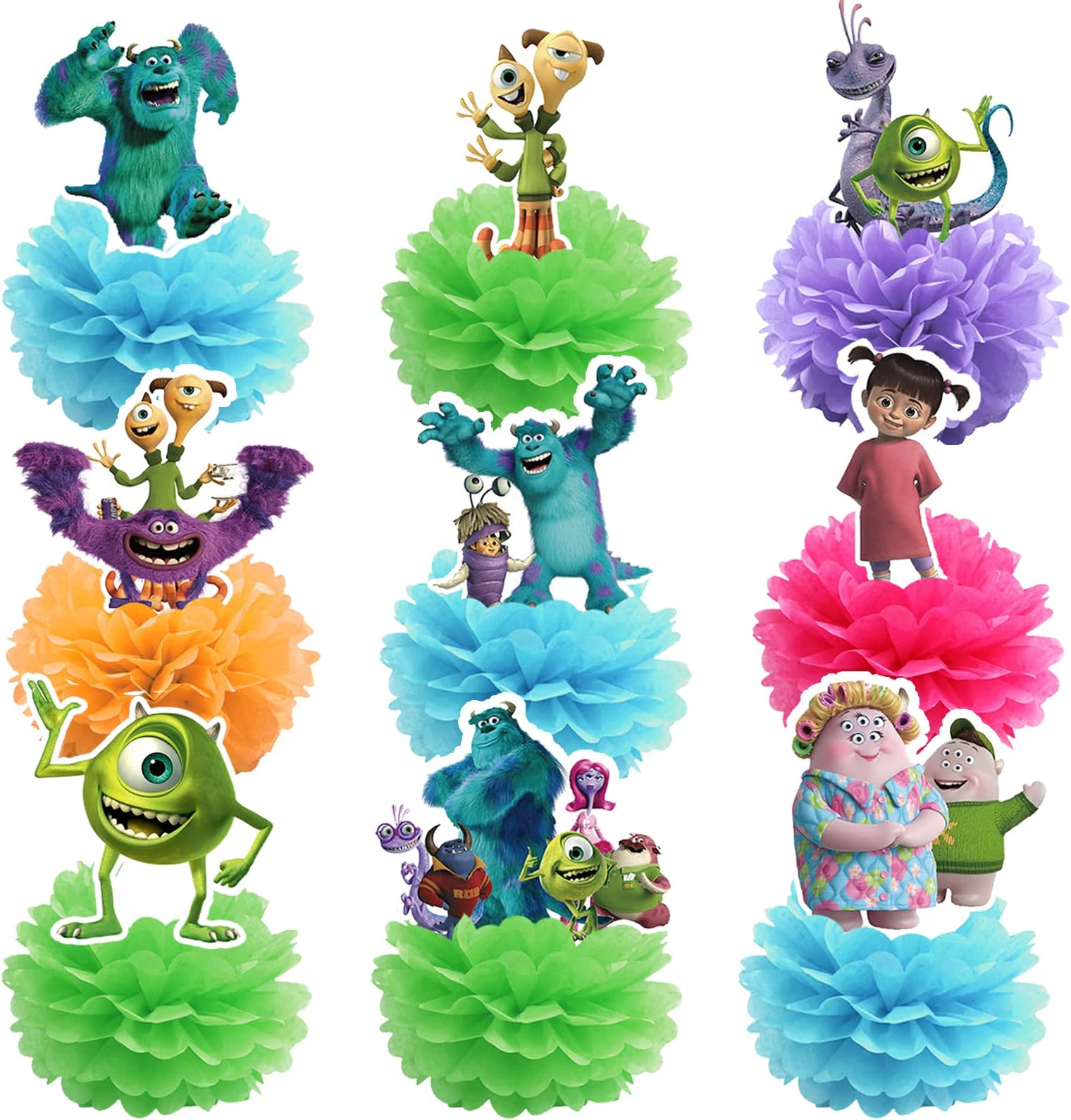 Monster Centerpieces Table Decorations, Monster Birthday Party Supplies, Monster Paper Flowers for Birthday Party Decorations