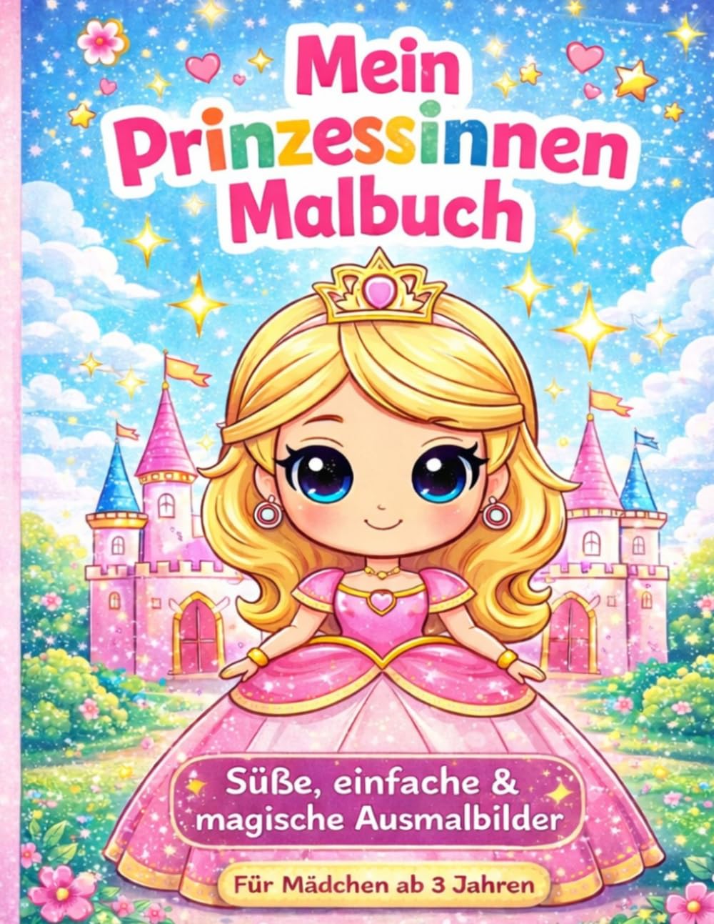 Mein Prinzessinnen Malbuch: Süße, einfache & magische Ausmalbilder für Mädchen ab 3 Jahren