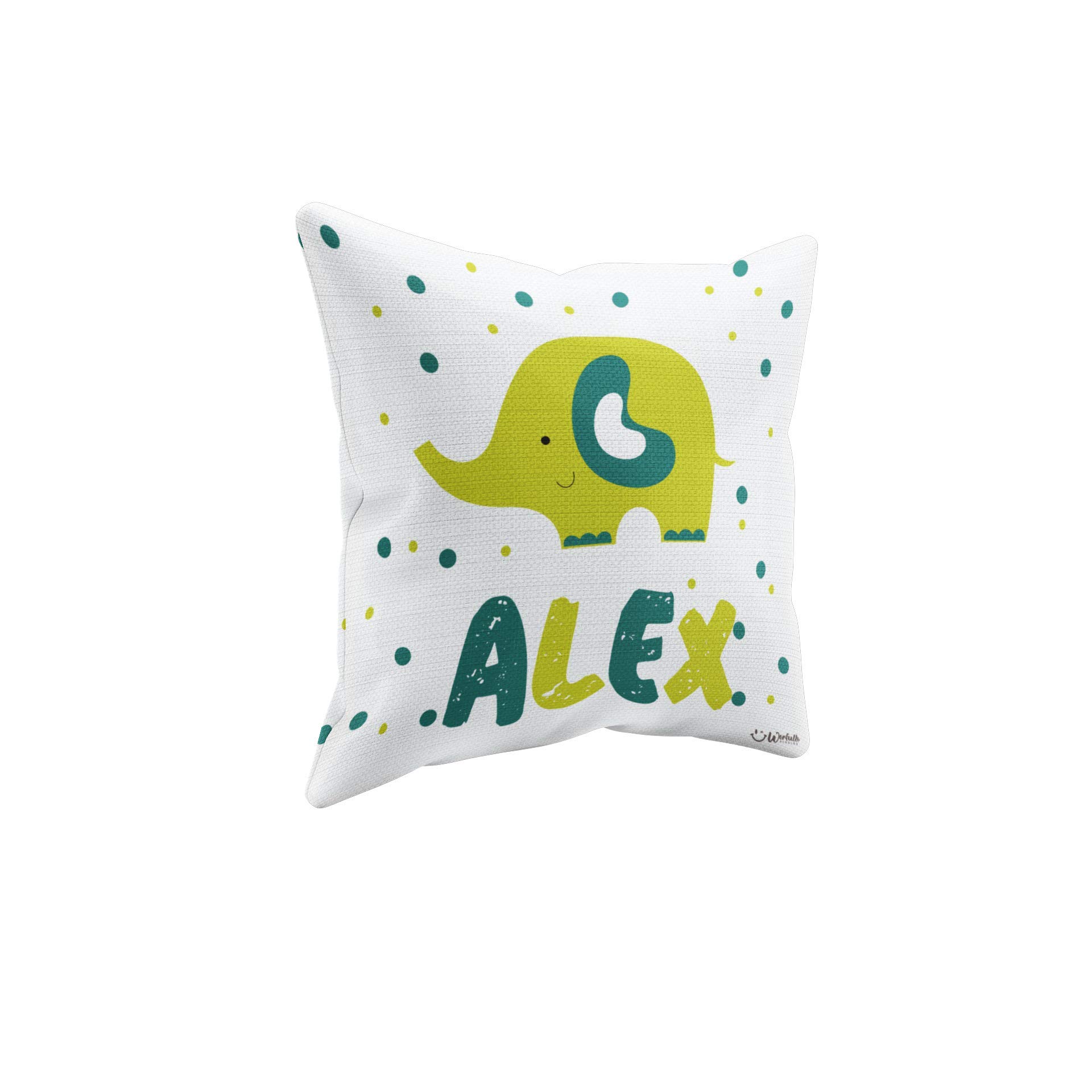 Cojín Personalizado con Nombre - Cojín de Espuma para guardería - Vuelta al Cole - diseño Elefante