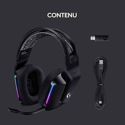 Logitech G G733 Casque Gamer Sans Fil LIGHTSPEED avec Bandeau de Suspension, LIGHTSYNC RVB, de Micro Blue VO!CE, Transducteurs Audio PRO-G, Ultra-Léger, Batterie 29h, Portée de 20m, PS4, PS5 - Noir - 6