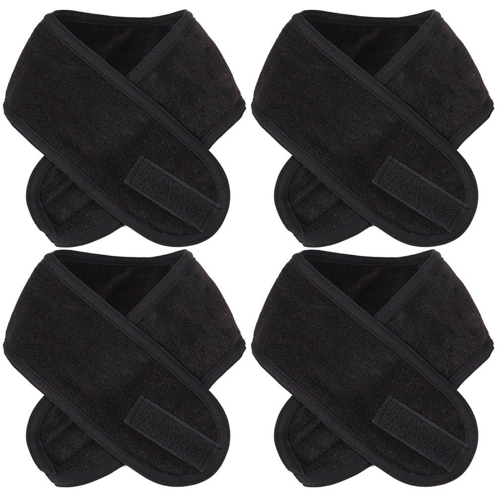 Fituenly 4 Pcs Spa Headband Adjustable Towel Headband Make Up Wrap Head Band for Face Washing, Shower, Yoga Sports