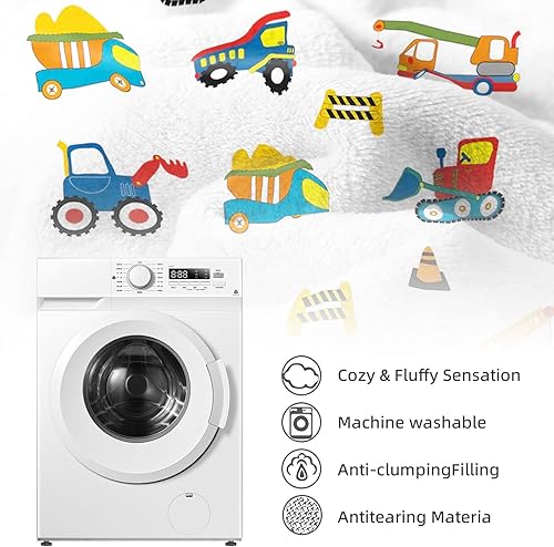 Miniatura 6 de Manta de camión de construcción, manta de felpa de excavadora, bonita manta de franela suave y mullida para niños y niñas, regalo para cama, sofá,