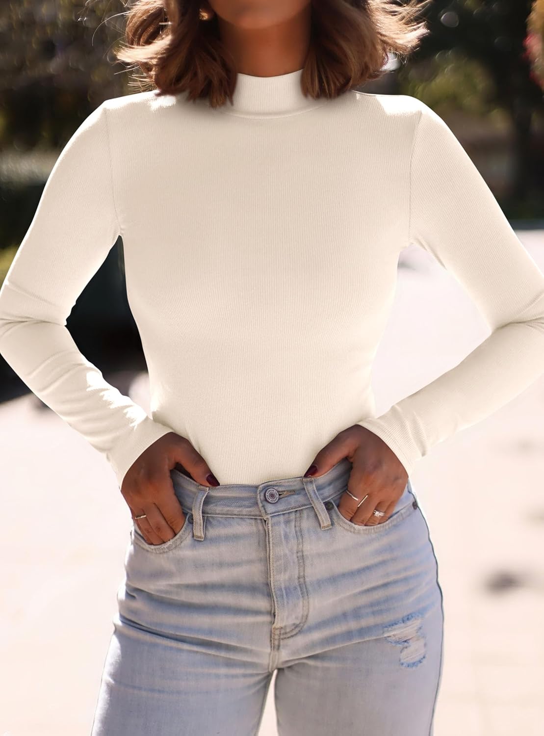 PRETTYGARDEN Women's Turtleneck Long Sleeve Shirts 2026 Fall Basic Tees Ribbed Fitted Tops Thermal Layering Knit Top Clothes - Image 3