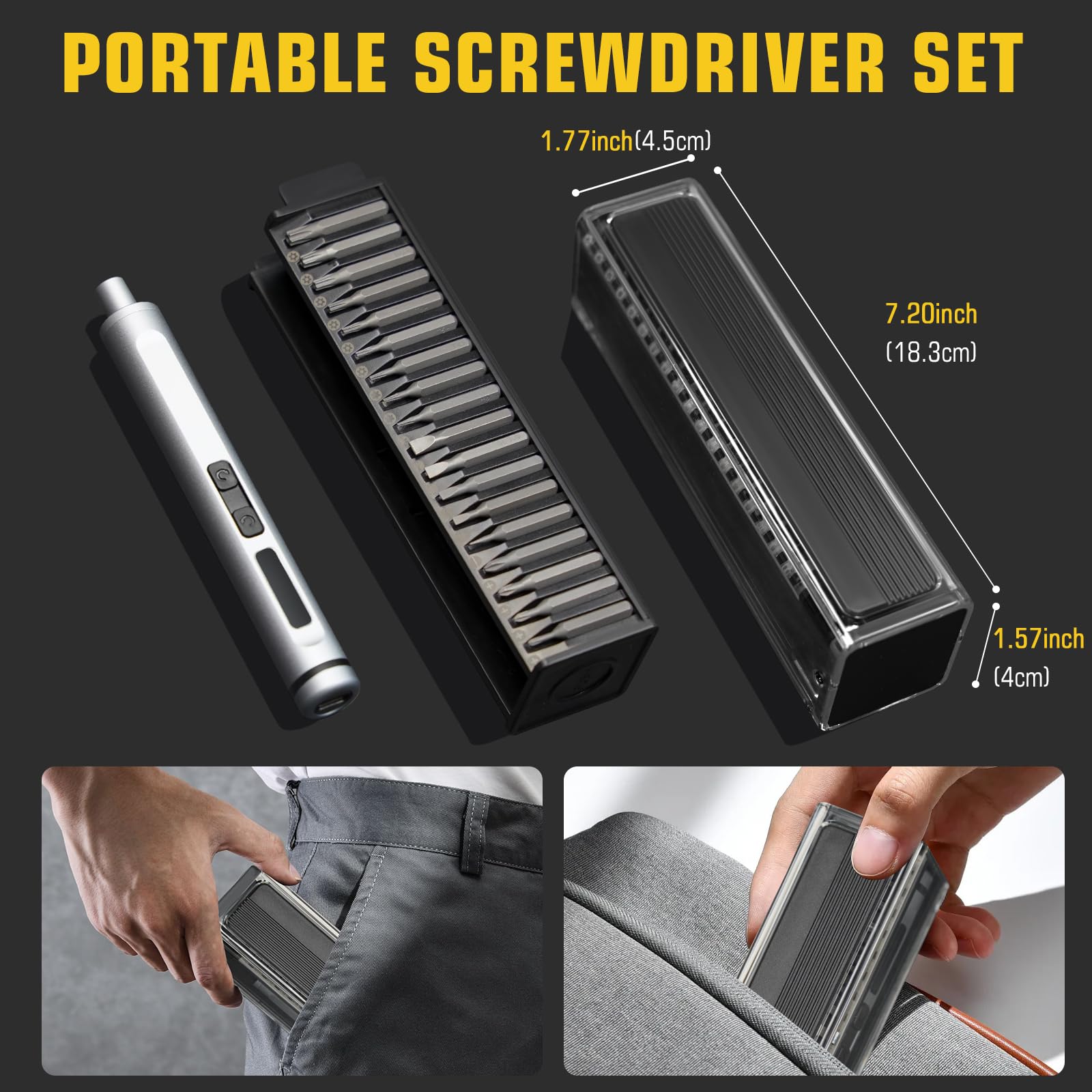 Juego de mini destornilladores eléctricos, juego de destornilladores eléctricos de precisión 42 en 1 con luz LED, herramienta de reparación de destornillador inalámbrico de pequeña potencia para PC