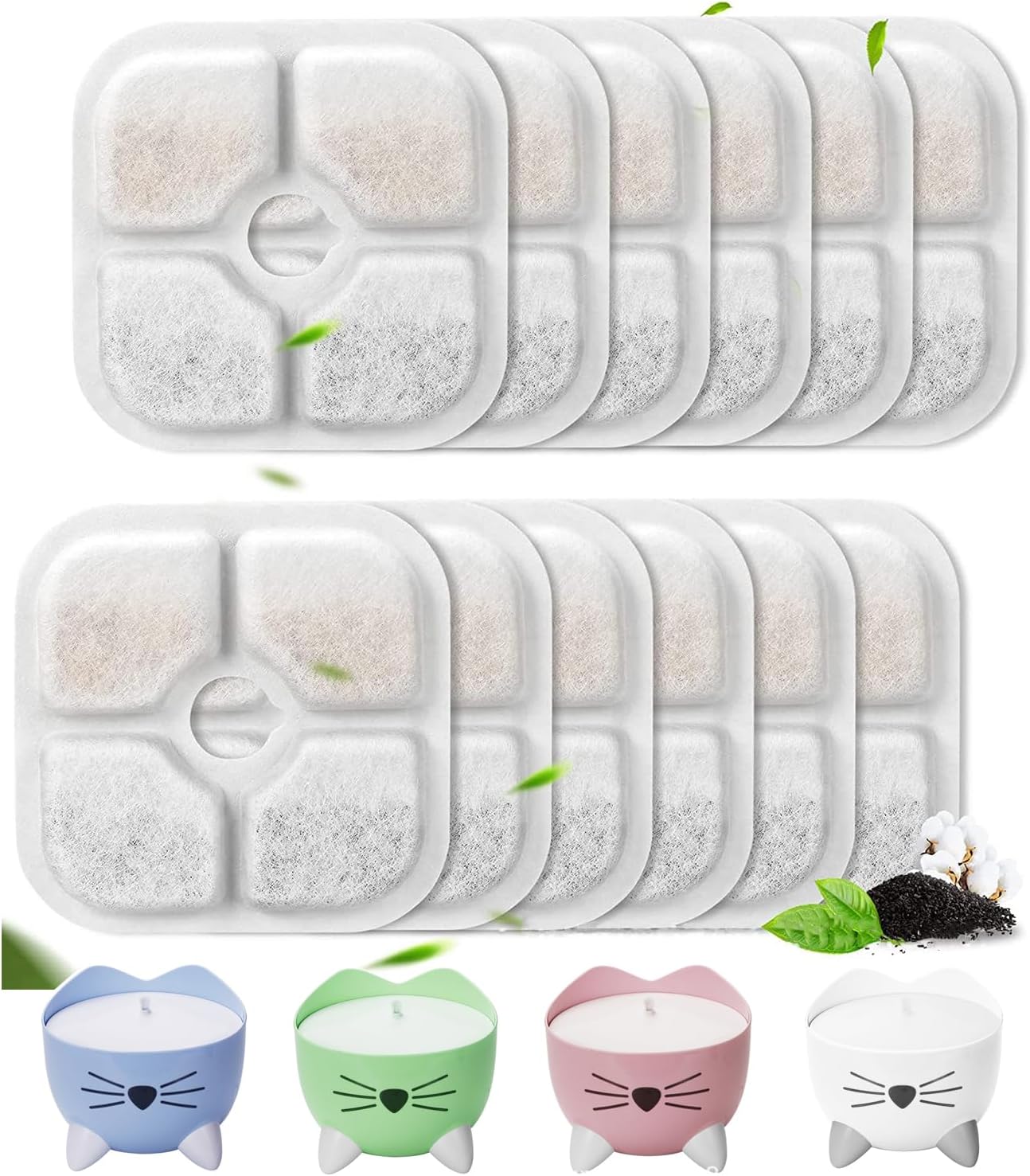 12 Pack Cat Water Fountain Filter, Cat Fountain Filter Replacement for Catit PIXI Pet Water Fountain, Pet Fountain Filter Replacement, Filters for Dog Cat Water Drinking Fountain