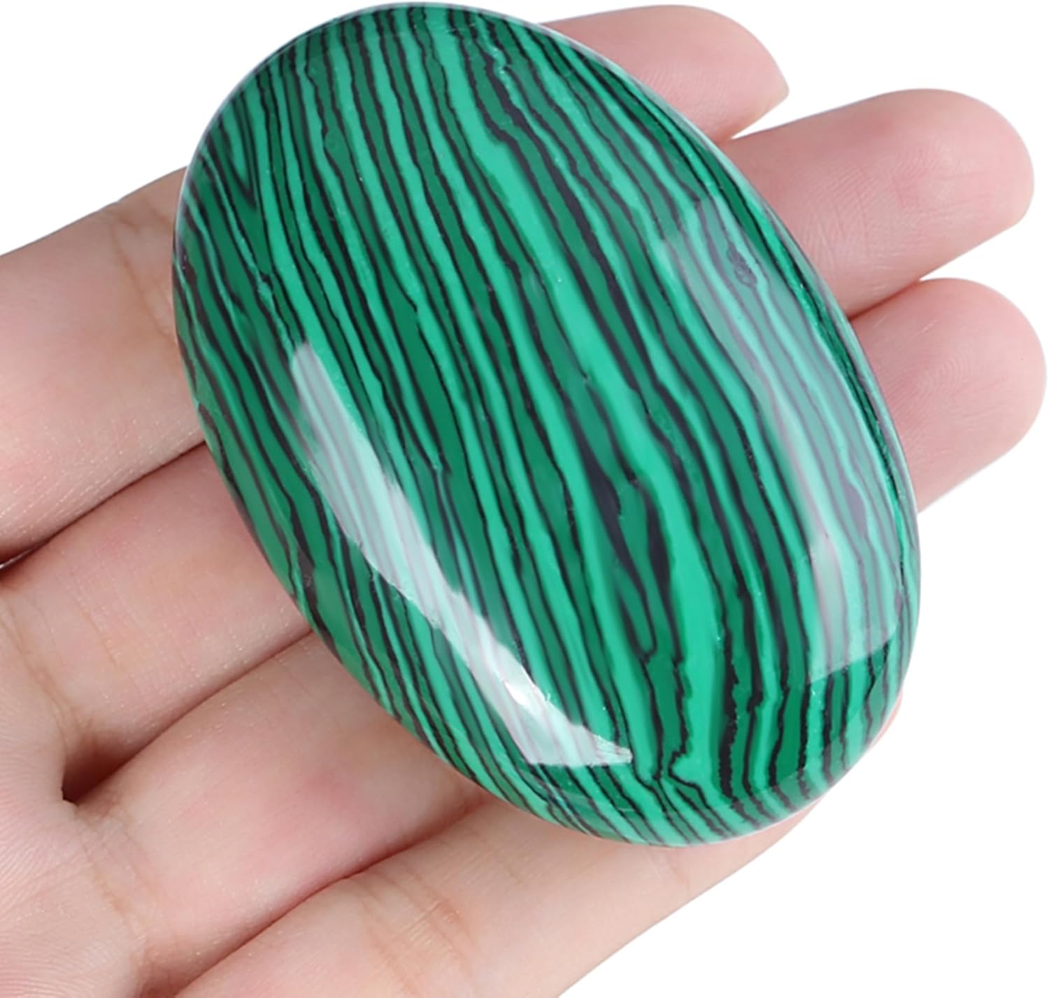 ZHIYUXI 2.4″ Malachite Crystal Gemstones Crystals and Healing Stones Worry Stone Polished Stones Palm Stone Malachite Stone Energy Balancing Therapy Mediation 1PC