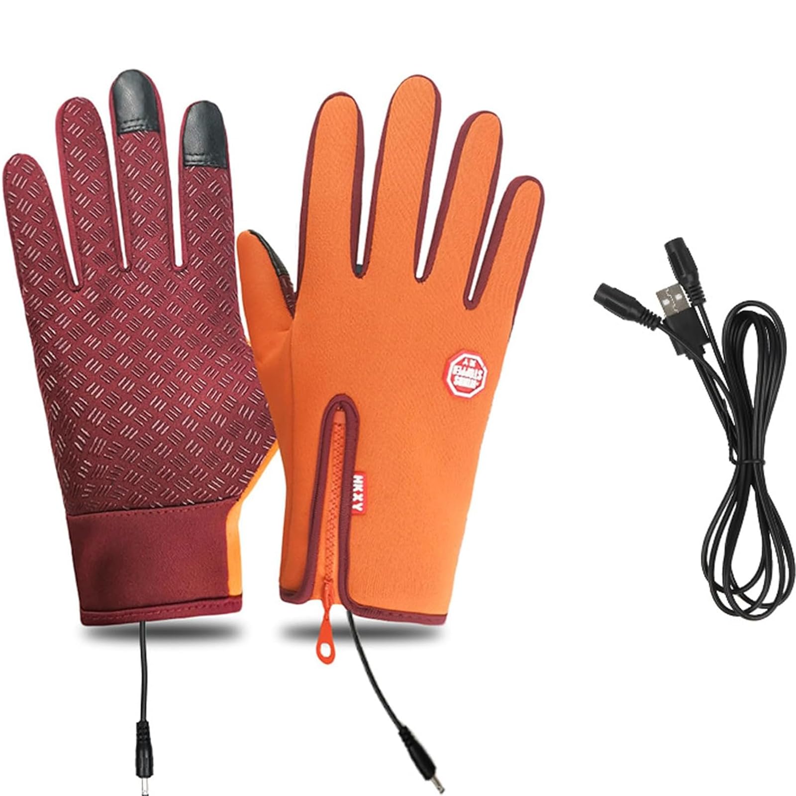 HygoSport Rechargeable Heated Electric Touchscreen Gloves,HygoSport Ultimate Touchscreen Thermal Winter Gloves,USB Waterproof Thermal Gloves (M,Orange)