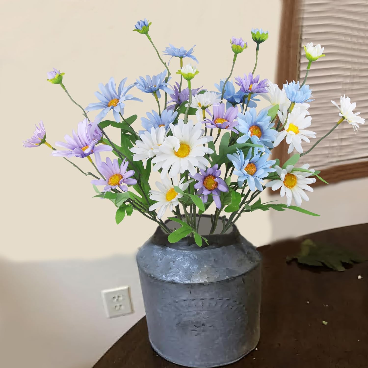 6 Pcs Artificial Daisy Flowers Outdoor Silk Flower Artificial Wildflowers for Decoration Bulk UV Resistant Faux Flowers for Vase Floral Arrangements Home Table Centerpieces Indoor Garden - Image 5