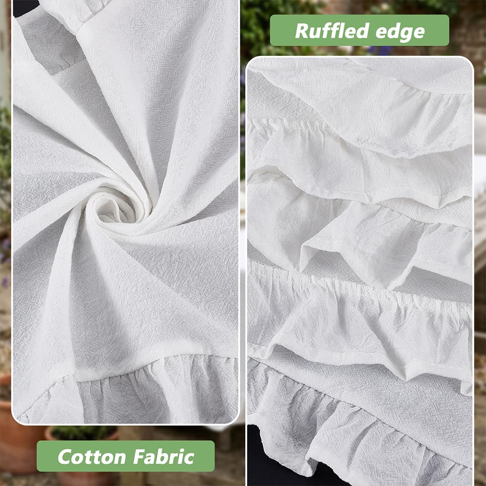 MAYJOYDIY Runner da tavola bianco increspato 40 x 170-180 cm, runner da tavola smerlato in cotone, lavabile, rustico, decorazione per casa, cucina, cena, matrimonio, sposa, festa di compleanno