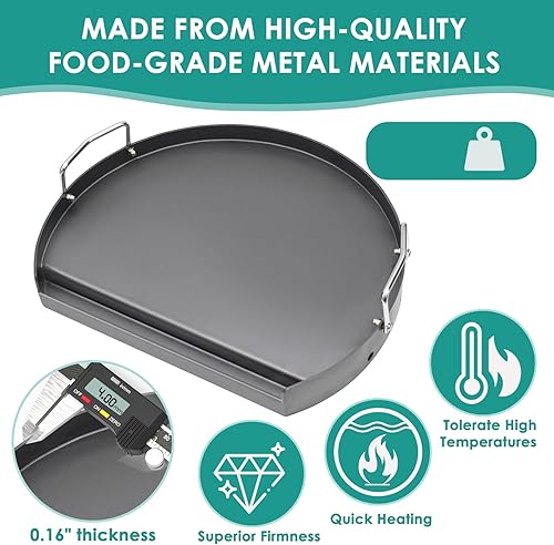 Miniatura 6 de SafBbcue Plancha redonda universal mejorada con bandeja de grasa para Weber Kettle Grill Kamado Joe Grills Oklahoma Joe's Kettle Grill de 18