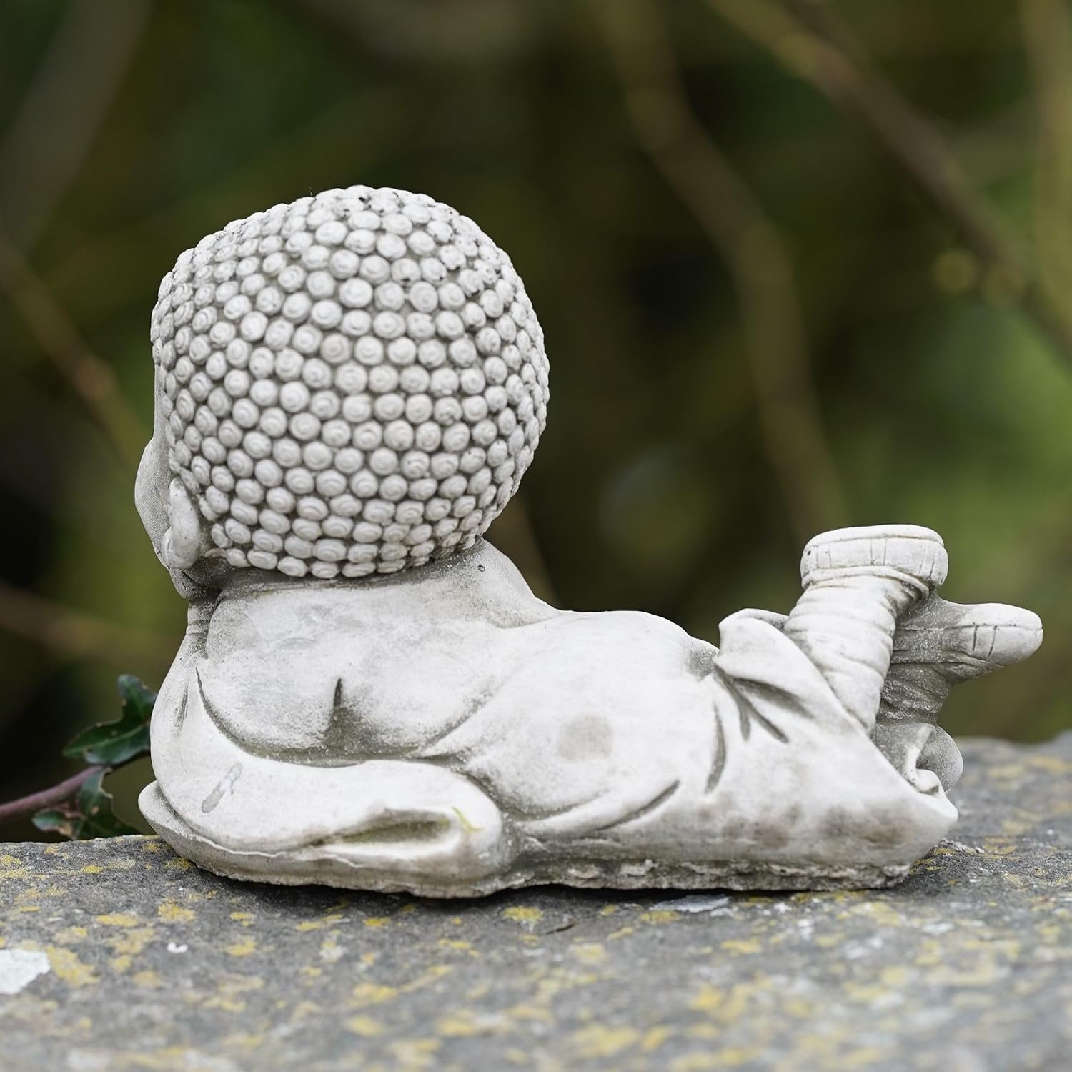 Baby Buddha Stone Statue | Outdoor Garden Monk Decoration Ornament Zen Laying Lying Reclined Buddha