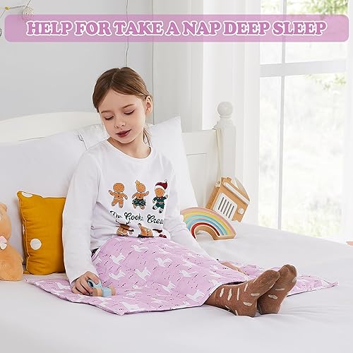 Miniatura 36 de HOSUKKO Manta con peso, manta pesada de unicornio rosa de 3 libras, manta transpirable (36 x 48 pulgadas, 3 libras)