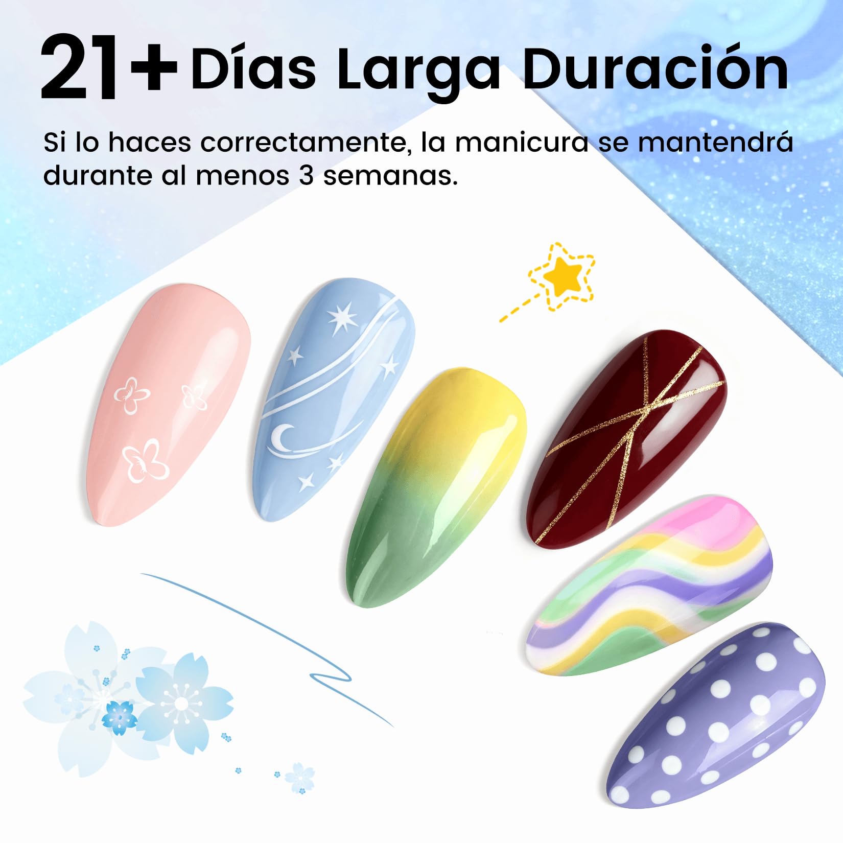 Phoenixy Kit de Uñas Semipermanentes 25 Piezas con Lámpara U V/LED, Uñas Semipermanentes Kit Completo con Base y Top Coat Ideal para Principiantes y Profesionales Regalo Festivo