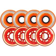 Labeda Roller Hockey Wheel Premium X-Soft 74A Youth Hilo Combo 68mm 72mm Union + Red Orange