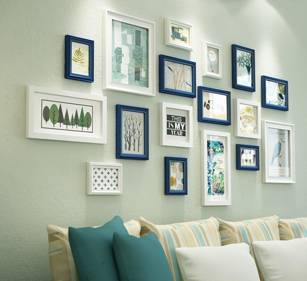 Everyday Home Set Of 17 Multi Picture Frames Set Wooden DIY Photo Picture Wall Frame Modern Large Wall Hanging Photo Frame Wall (Color : #2)