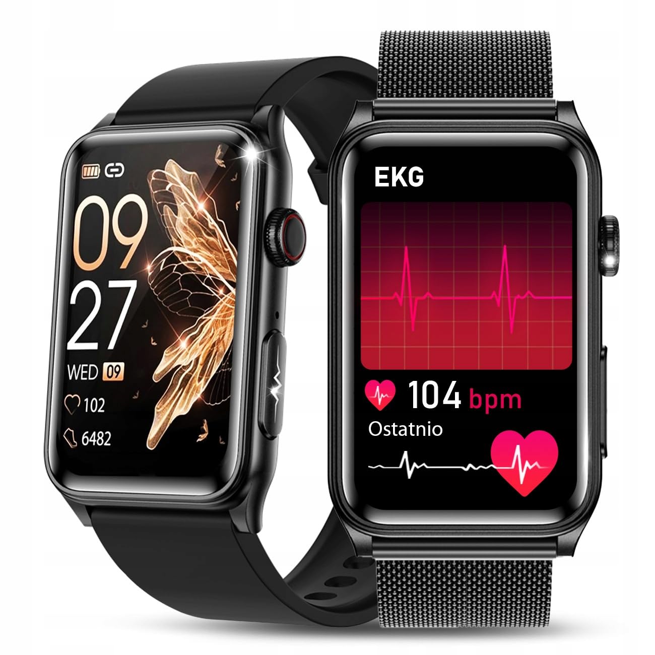 SMARTWATCH ZEGAREK EKG HRV GLUKOZA CIŚNIENIE TEMPERTATURA BMI PULS MENU PL