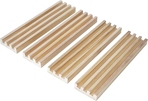 Miniatura 5 de DNB - Estantes de dominó de madera, juego de 4 bandejas de azulejos de dominó, 3 ranuras por bandeja, organizadores de dominó para juegos de dominó,