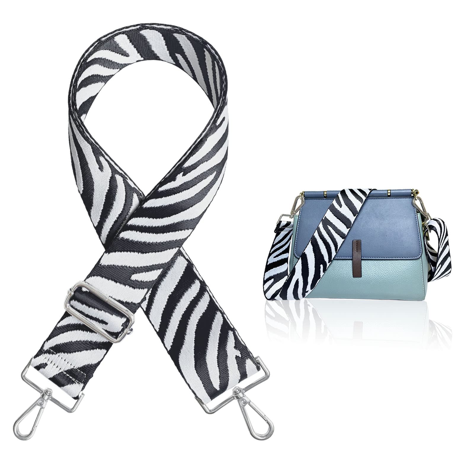 PANMAY Adjustable Shoulder Strap 5 cm Wide Webbing Shoulder Strap Bag Strap Women's Accessories Carry Strap Length Adjustable for Shoulder Bag Carry Bags and Handbags (Black Zebra)