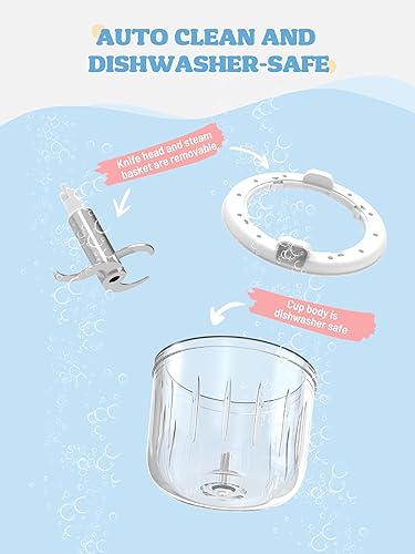 Miniatura 6 de BUAIAHUG Máquina de puré de alimentos para bebés, procesador de alimentos 10 en 1, vaporizadora, licuadora, cocina, trituradora, puré, mantiene el