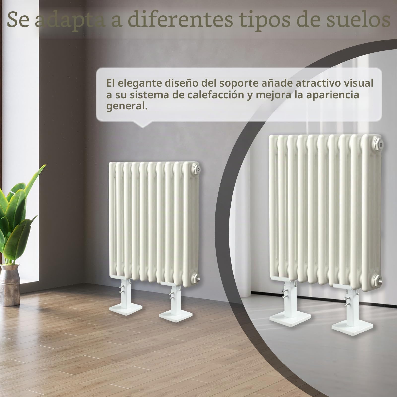Juego de 2 Soporte Radiador, Kit de Patas de Radiador de Montaje en Suelo, 14-21 cm Ajustables Soportes de Radiador de Acero, Soporte Radiador con Doble Estabilidad para Radiadores de Panel