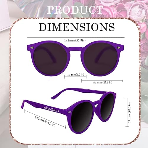 Miniatura 2 de LADY&HOME Gafas de sol de ojo de gato para despedida de soltera, suministros para dama de honor y despedida de soltera, 10 lentes de sol redondos