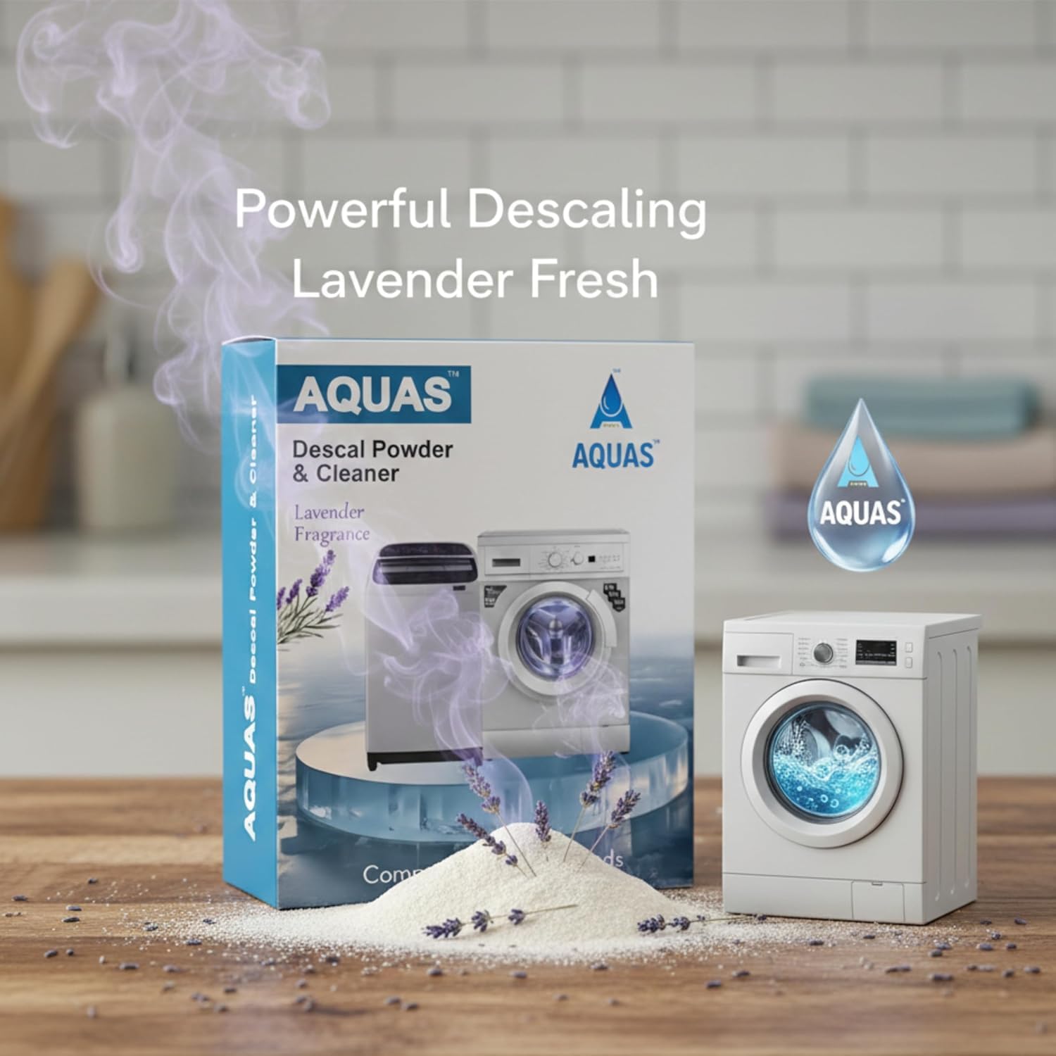 AQUAS β’ Original Descal 300gm Lavender Fragrance | Drum Cleaning Powder Descaling Powder compatible with Top & Front Load Samsung Washing Machine Washing & Drum Cleaner 2