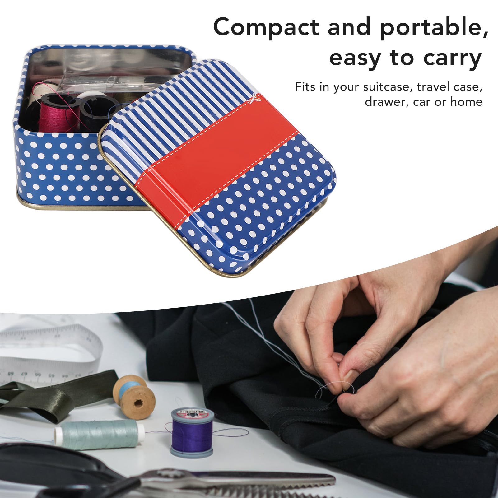 21PCS Sewing Kit for Adults, Portable Travel Home Small Magnetic Sewing Box, Mini Sewing Kits Storage-Box, Mini Hand Sewing Box Beginners Sewing Kit Travel Sewing Kit for Emergency Repairs