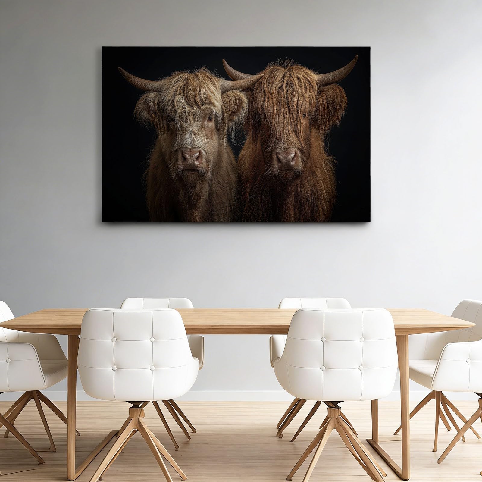 Stampa artistica su tela, stampa su tela con mucca delle Highland Animal, 99 x 50,8 cm, dipinti senza cornice, immagini rustiche da parete, poster neri o soggiorno, bagno, camera da letto, corridoio