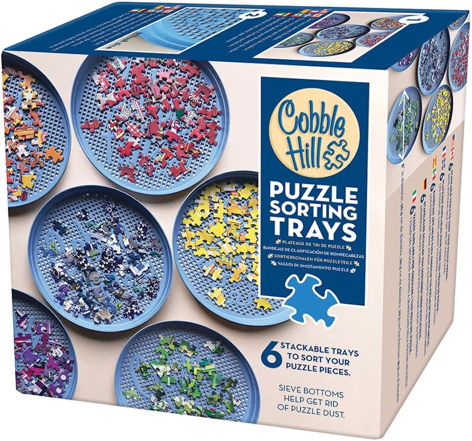 Cobble Hill Puzzle Sorting Trays – 6 Stackable Trays for Sorting and Sifting Puzzle Pieces