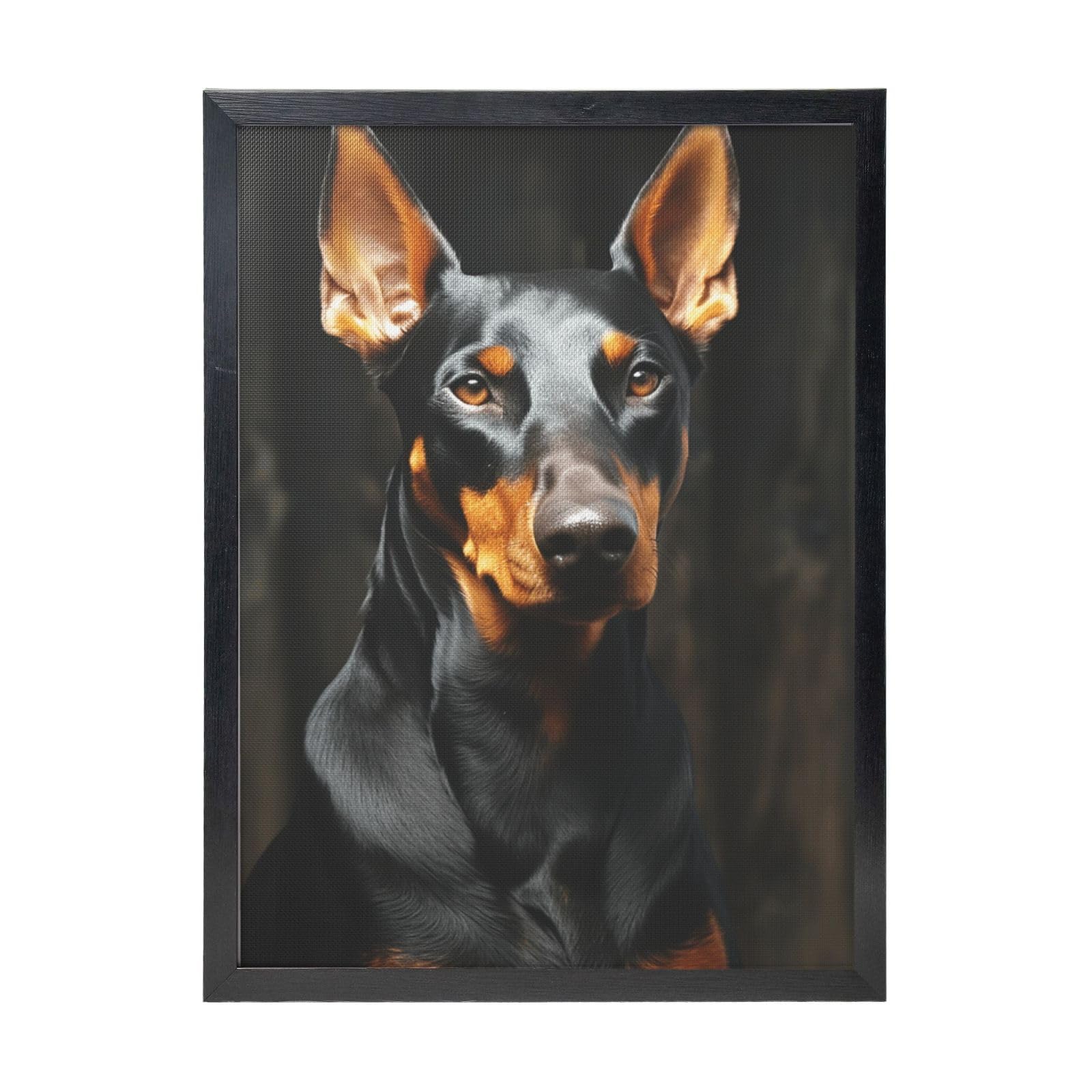 Framed Wall Art - Decorative Canvas Painting doberman Pictures Poster Aesthetic Modern Prints Artwork for Bedroom Office Wall Decor Ready To Hang 12x16 in