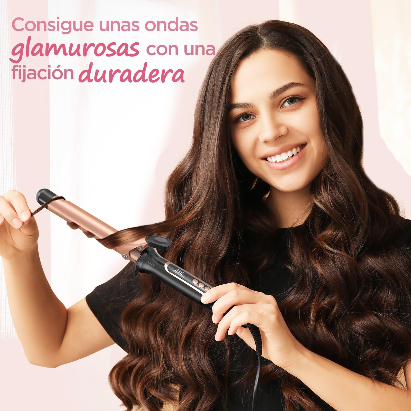BESTOPE MIX 25 mm Rizador de Pelo Multi-Temperatura, Ondas y Rizos Grandes, Calentamiento Rápido Con Control Preciso de Temperatura Cada Cinco