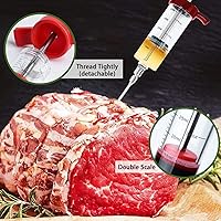 Vista 5 de Kit de jeringa inyectora de carne de pavo con 3 agujas de adobo para ahumador de parrilla, 1 cepillo de limpieza, 1 onza/1.0 fl oz de gran