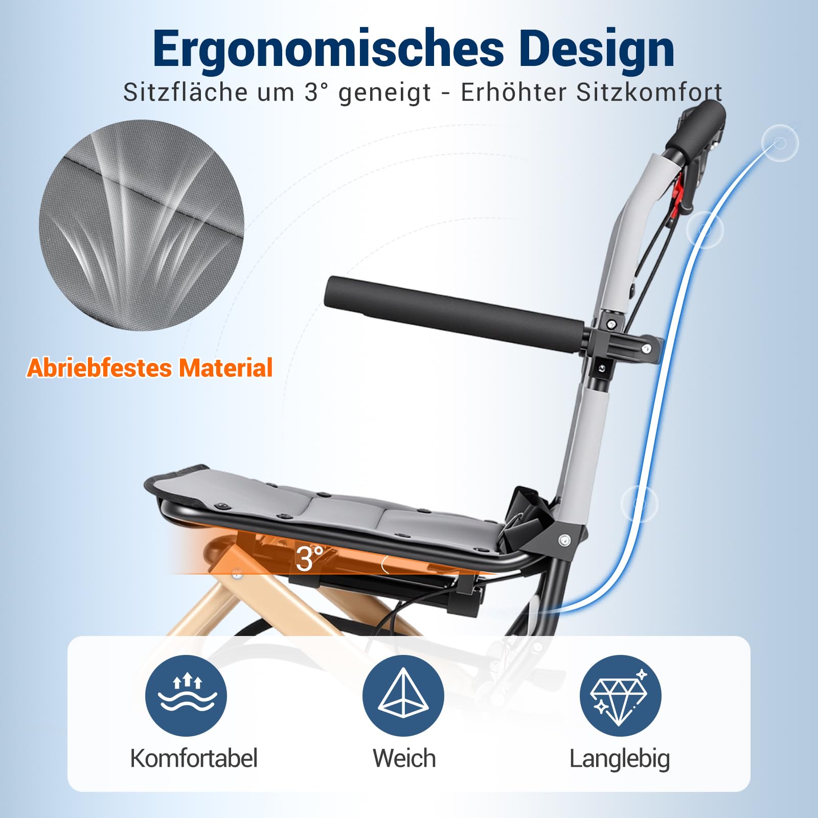 Care Parents reiserollstuhl Faltbar & Leicht (8,7kg), 41cm Sitzbreite,mit ausziehbarer Zugstange, Aluminium rollstuhl, Kompakt für Flugzeug, Bahn & Auto, Armlehnen hochklappbar, Bis 100kg (CP-9209)