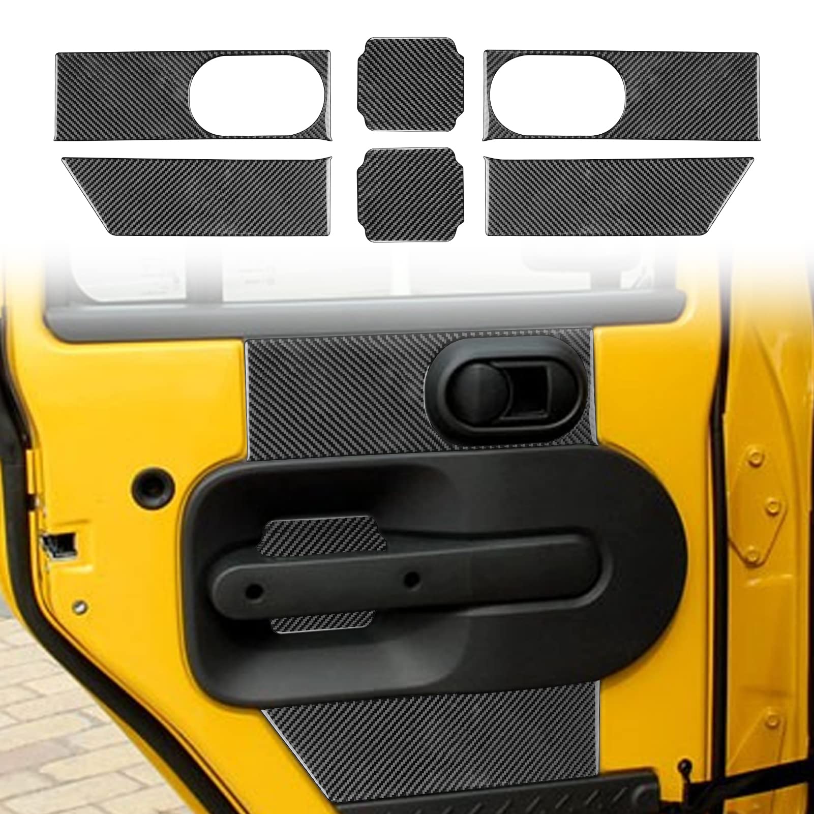 Real Premium Carbon Fiber Compatible with Wrangler 2007 2008 2009 2010 Accessories Car Rear Door Panel Cover Sticker Decal Interior Trim (Black)