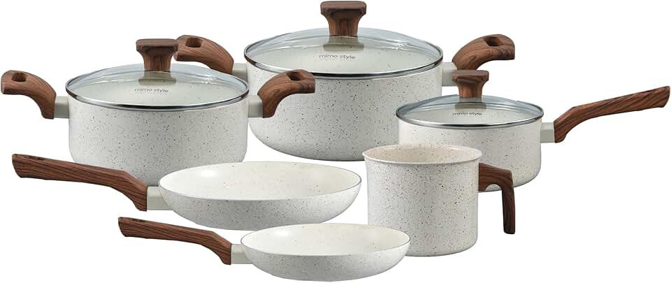 Mimo Style, Conjunto de 6 Panelas Pratic Cook Marmol Compatível com Fogão por Indução
