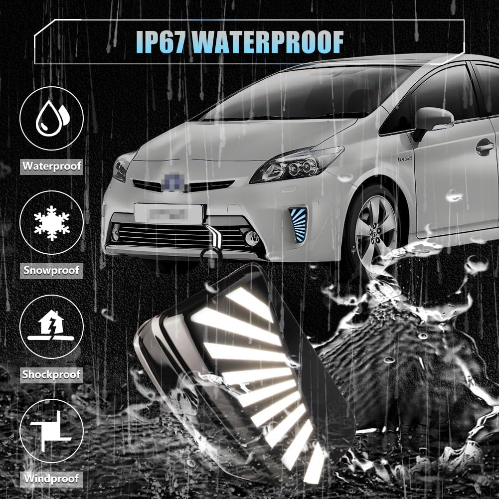 Sequential Front Fog Light for Prius 2012-2015 DRL Daytime Running Lights Turn Signal Lamp Car Accessories Upgrade Switchback White & Ice Blue & Amber LED Fog Lamps, 2PCS