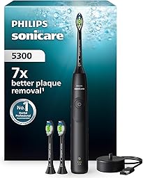 Philips Sonicare 5300 Electric Toothbrush, Sonic Toothbrush with 2 Intensity Levels, Pressure Alert, EasyStart, SmarTimer and BrushPacer, Black, Model HX7101/04 [New Technology]