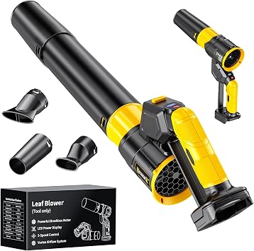 DIYtoolifz Cordless Leaf Blower Compatible with Dewalt 20V, 180 Rotated, 600 CFM Handheld Leaf Blowers, 3-Speed Brushless Motor, Lightweight Blower for Yard, Garden, Patio, NO Battery Tool ONLY